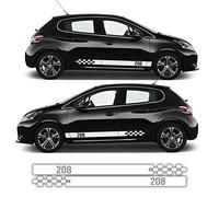 Auto-Dress® Set di strisce laterali per Peugeot 208 nel colore desiderato (110 Black Gloss)