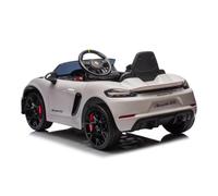 Auto elettrica 12 V per bambini, Porsche Spyder RS, Bianco, RC, per bambini da 1 a 5 anni, sedile in ecopelle, ruote in gomma