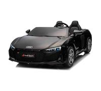 Auto elettrica Audi R8 SPYDER due posti 24V, nero, lettore MP3 con USB/AUX e Bluetooth, batteria 24V/14Ah, 2 motori da 200W, ruote in EVA, sedili regolabili in pelle, telecomando, licenza