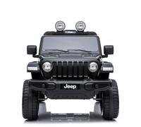 Auto Elettrica Bambini Jeep Wrangler Rubicon 12V 2 Posti con Licenza Ufficiale Ruote in Gomma EVA Sedile in Pelle Telecomando 2.4GHz Luci LED Bluetooth MP3 USB Porte Apribili Full Optional Nero