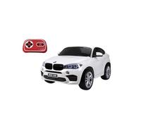 Auto elettrica Bmw x6 biposto bianco per bambini, telecomando per genitore, porta usb, età 3+