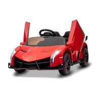 Auto Elettrica Lamborghini Per Bambini Con Telecomando a 2,4 Ghz - 12V, 2 Motori (3-7 Km/h), Clacson, Bluetooth e Usb, Musica, Avanti/Indietro (Rosso)