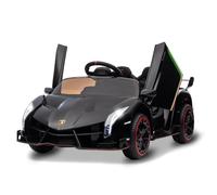 Auto Elettrica Lamborghini Per Bambini Con Telecomando a 2,4 Ghz - 12V, 2 Motori (3-7 Km/h), Clacson, Bluetooth e Usb, Musica, Avanti/Indietro (Nero)