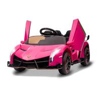 Auto Elettrica Lamborghini Per Bambini Con Telecomando a 2,4 Ghz - 12V, 2 Motori (3-7 Km/h), Clacson, Bluetooth e Usb, Musica, Avanti/Indietro (Rosa)