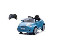 Auto elettrica Nuova Fiat 500 blu per bambini, telecomando per genitore, porta usb, età 3+