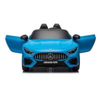 Auto elettrica per bambini 2 posti, 12 V, Mercedes SL63, blu, 2 motori, bambini da 1 a 6 anni, sedile in pelle, ruote in gomma