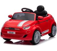 Auto elettrica per bambini Fiat 500 di 3 anni, potenza motore 2x30W, volante con suono, cinture di sicurezza (Rosso)