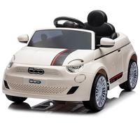 Auto elettrica per bambini Fiat 500 di 3 anni, potenza motore 2x30W, volante con suono, cinture di sicurezza (Perla)