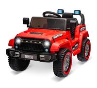 Auto Elettrica per Bambini Jeep Fuoristrada 12V 4.5AH, Doppio Motore Telecomando, Musica e Luci, Clacson Realistico, Macchina Elettrica per Bambini 3+ Anni (Rosso)