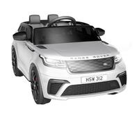 Auto elettrica per bambini Land Rover con licenza ufficiale, 12V, 2 posti telecomando a 2,4 GHz, motori, avviamento graduale, musica, fari LED e clacson, dai 3 anni in su (Bianco)