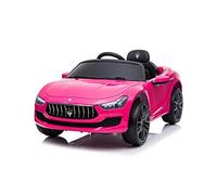 Auto Elettrica per Bambini Macchina Maserati Ghibli Motore 12V Fari LED Funzionanti Luci Suoni Lettore MP3 Cavo AUX Telecomando Controllo a Distanza - Rosa