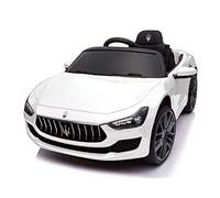 Auto Elettrica per Bambini Macchina Maserati Ghibli Motore 12V Fari LED Luci Suoni Lettore MP3 Cavo AUX USB Telecomando (BIANCO)