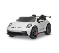 Auto elettrica per bambini Porsche 911 24V con trazione 4x4, bianca, due posti, telecomando 2,4 GHz, ingresso USB/AUX, motori 200W, sospensioni, batteria al litio, luci LED anteriori e posteriori
