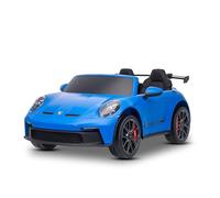 Auto elettrica per bambini Porsche 911 24V con trazione 4x4, blu, due posti, telecomando 2,4 GHz, ingresso USB/AUX, motori 200W, sospensioni, batteria al litio, luci LED anteriori e posteriori