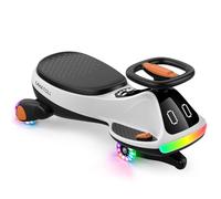 Auto elettrica per bambini, Swing Car 2 in 1, 2 velocità, ruote LED | Schermo a espressioni multiple, anti-ribaltamento, Bluetooth, 12 V, direzione a 360°, pedale di assistenza, carico di 68 kg
