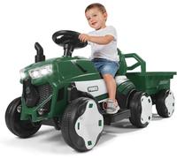 Auto elettrica per bambini, trattore elettrico con rimorchio, trattore con telecomando, auto elettrica per bambini con funzione MP3, veicolo per bambini con fari (verde)