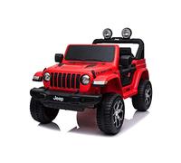 Auto elettrica per bambini, Wrangler, rosso, doppio sedile in pelle, radio con ingresso Bluetooth e USB, unità 4x4, Batteria al litio, ruote EVA telecomando da 2,4 GHz