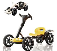 Auto elettriche a Batteria da 6 V per Bambini con Telecomando, Go-Kart Elettrico Pieghevole per Bambini con Funzione Drift, Go-Kart a Pedali con Sedile Regolabile e Musica/luci,Giallo