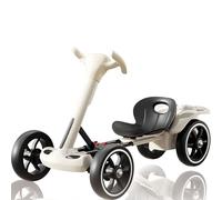 Auto elettriche a Batteria da 6 V per Bambini con Telecomando, Go-Kart Elettrico Pieghevole per Bambini con Funzione Drift, Go-Kart a Pedali con Sedile Regolabile e Musica/luci,Bianca