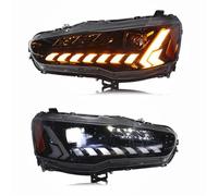 Auto Faro Shell Gruppo Fari A LED Per Mitsubishi Per Lancer EVO X 2008-2018 DRL Start Up Animazione Segnali Di Direzione Sequenziali Lampada Maschere(Without Red)