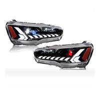 Auto Faro Shell Gruppo Fari A LED Per Mitsubishi Per Lancer EVO X 2008-2018 DRL Start Up Animazione Segnali Di Direzione Sequenziali Lampada Maschere(With Red)