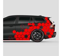 Auto Favo Set Adesivi " Rosso Carminio " Hexagon Honeycomb Pellicola Decorazione