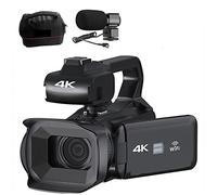 Auto Focus 4K Camcorder 18X Zoom 64MP Videocamera digitale for Streaming Webcam Time-lapse 4quot;Registratore touch screen Regalo per principianti(32G SD Card,With Microphone)