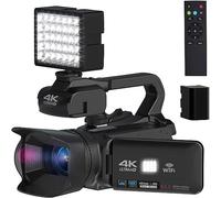 Auto Focus Videocamera 4K Zoom 18X 64MP Digitale For WIFI Streaming Webcam Time-lapse 4" Touch Screen Recorder Scatta Nitida Fluida(32G SD Card,With Fill Light)