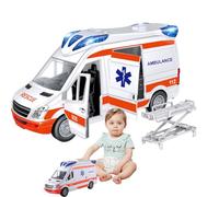 Auto giocattolo per ambulanza - Big Emercy Rescue Vehicle con luci, effetti sonori e barella | Carrozzina interattiva durevole con porta di apertura, divertente regalo di ruolo per bambini nel vecchio