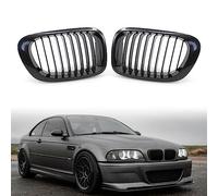 Auto Griglie 2Pcs Car Anteriore Rene Paraurti Griglia Griglia Per BMW Serie 3 E46 1999-2003 Griglie(Black 1)