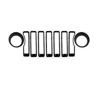 Auto Griglie Anteriori Per Jeep Per Wrangler JL JLU 2018-2022 Per Gladiator JT Griglia Anteriore A Maglie Inserto Griglia Copertura Fari Rivestimento Paraurti Anteriore Griglie(Black)