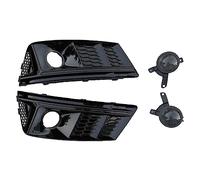 Auto Griglie Per A4 B9 2017-2019 Paraurti Anteriore Griglie Fendinebbia Coperchio Luci Foro Griglie(Black2)