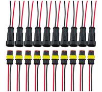 Auto Impermeabile Connettore, CESFONJER 10 Kit 2 pin connettore Spina elettrica con filo 8cm marine per camion moto scooter Quad Trike
