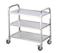 Auto in acciaio inossidabile a 3 piani, carrello di laboratorio, carrello da portata con ruote girevoli, utilità dentale per clinica, laboratorio, ospedale, salone 3-layer 95 * 50 * 93cm
