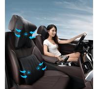 Auto in pelle Pu massaggio elettrico cuscino per il collo cuscino per poggiatesta a vibrazione supporto per sedile lombare cuscino per lo schienale forniture per veicoli da viaggio