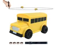 Auto Induttiva Mini Line | Traccia - Veicolo Con Sensore Giocattolo Intelligente Educativo Per Bambini | Segui Qualsiasi Disegnato - Forma Di Locomotiva Di Bus Scuola Giallo E Rosso, Regalo C