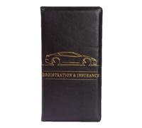Auto Insurance Document Wallet - PU Leather Car Registration Holder with Clear Pockets, License Certificate Organizer for Vehicle Papers, ID Storage Folder for Men Women, Compact Glove Compartment