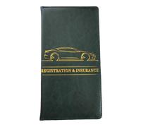 Auto Insurance Document Wallet - PU Leather Car Registration Holder with Clear Pockets, License Certificate Organizer for Vehicle Papers, ID Storage Folder for Men Women, Compact Glove Compartment