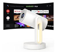 【 Auto Keystone/Dolby Audio】Proiettore Portatile 1080P Full HD, ETOE 300 ANSI Videoproiettore WiFi Bluetooth con Ruotabile a 140°/Luce Notte Touch Proiettore Home Cinema-bianco
