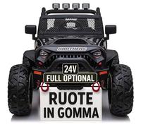 Auto Macchina Elettrica Per Bambini 2 Posti 24V Fuoristrada Big Adventure Telecomandata Sedile In Pelle Porte Apribili Doppio Motore Elettrico Carico 35 Kg RUOTE IN GOMMA TOYSCAR Nera