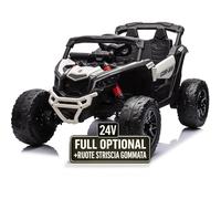 Auto Macchina Elettrica per Bambini 24V UTV CAN AM MAVERICK Full Optional Telecomando 2 Motori da 200W Porte Apribili Carico 25 Kg TOYSCAR (bianco)