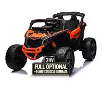 Auto Macchina Elettrica per Bambini 24V UTV CAN AM MAVERICK Full Optional Telecomando 2 Motori da 200W Porte Apribili Carico 25 Kg TOYSCAR (arancione)