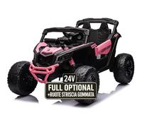 Auto Macchina Elettrica per Bambini 24V UTV CAN AM MAVERICK Full Optional Telecomando 2 Motori da 200W Porte Apribili Carico 25 Kg TOYSCAR (rosa)