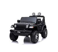 Auto Macchina Elettrica per Bambini JEEP FIAT Wrangler RUBICON 12V 2 Posti con Monitor 4" Mp4 - Sedile in Pelle -Nero