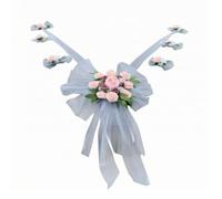 Auto Matrimonio Decorazione Floreale Ornamento Fiori Bouquet Tulle in PE E Tessuto con Fiocco Trasparente per Cofano Stile Cerimoniale Adatto a Sposi , color to 1 , style to 1