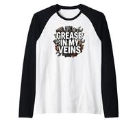 Auto Mechanic Grease in My Veins Gearhead Maglia con Maniche Raglan