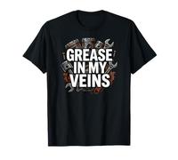 Auto Mechanic Grease in My Veins Gearhead Maglietta