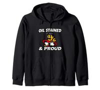 Auto Mechanic Oil Stained And Proud Retro Garage Felpa con Cappuccio