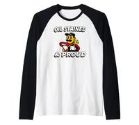 Auto Mechanic Oil Stained And Proud Retro Garage Maglia con Maniche Raglan