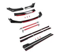 Auto Minigonne Laterali Kit Corpo Labbro Paraurti Anteriore Universale Per Auto + Splitter Spoiler Gonna Laterale 2M + Aste Puntone 20CM Protezione